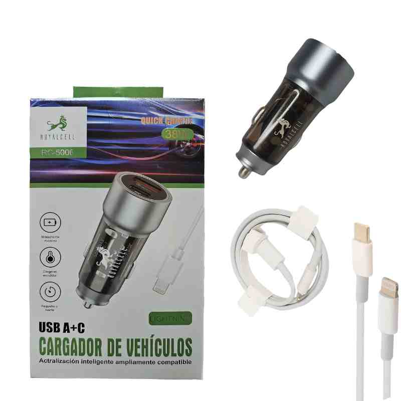 CARGADOR PARA AUTO ROYAL 38W IPHONE RC-5006